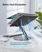 LULULOOK Laptop Stand for Desk, Full Aluminum Computer Stand, 360 Rotating - Image 4
