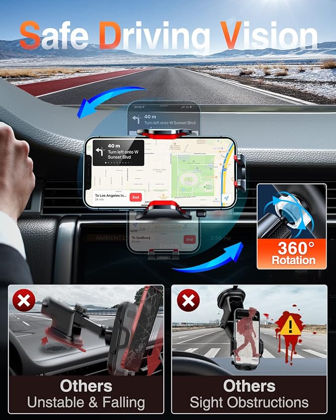 VANMASS Car Phone Holder Mount 2025 Upgraded Car Vent Phone Mount Clip - Image 5