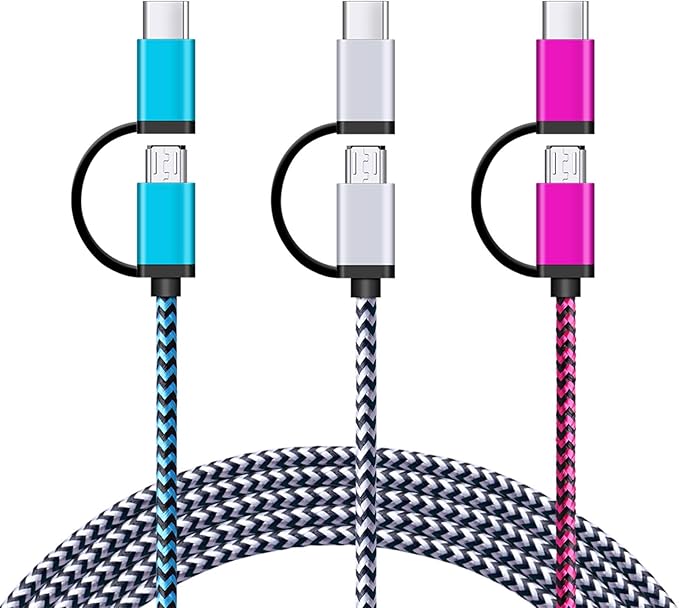 USB C Cable, SIXSIM 3Pack 6Ft 2 in 1 Cable Type C Charger Cable Nylon Braided by SIXSIM