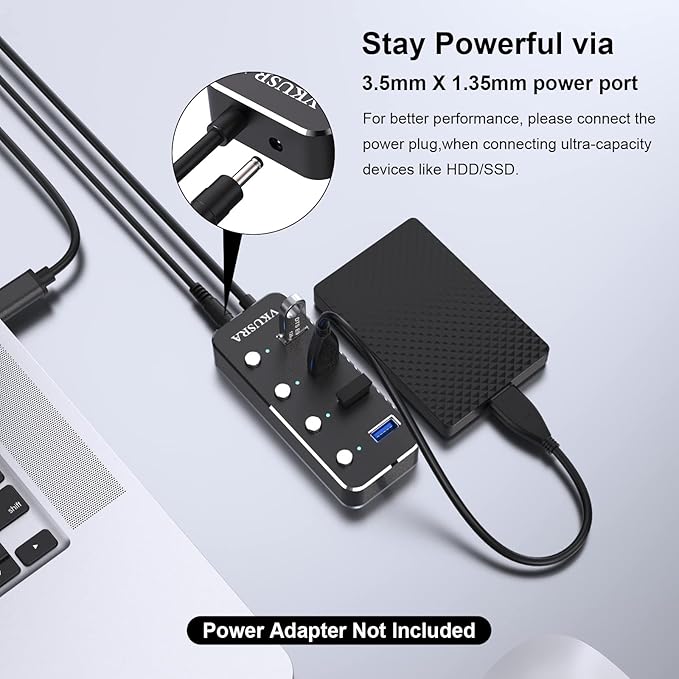USB Hub, VKUSRA 4 Port USB 3.0 Hub Splitter - Image 5