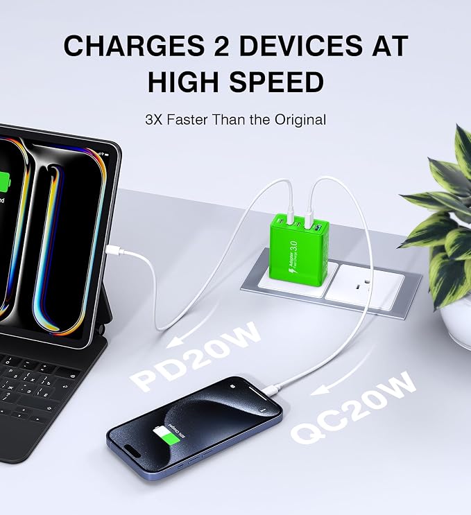 2 Pack 50W USB C Fast Charger Block, 5-Port Type C Wall Charger Brick, 2 USB A - Image 2