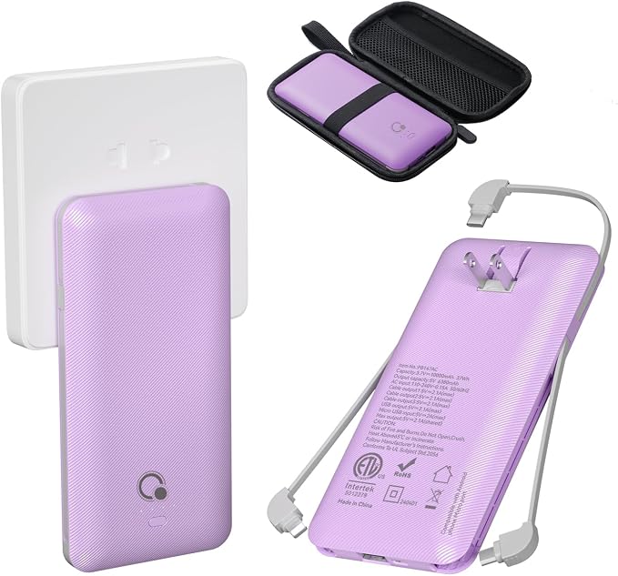 Q 10000mAh Power Bank, Slim Portable Charger, 4 Output External Battery Pack by BrandQ