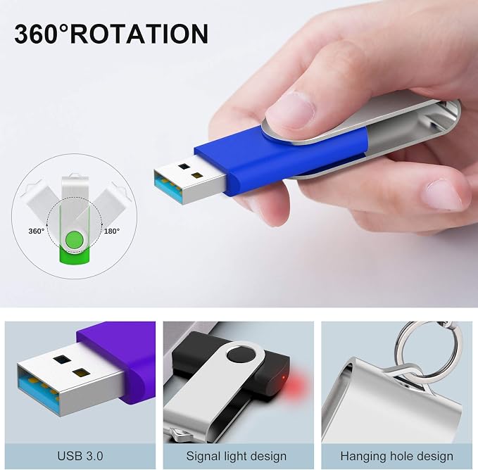 KOOTION 5 Pack 32GB USB 3.0 Flash Drives Swivel USB Stick Thumb Drives - Image 3