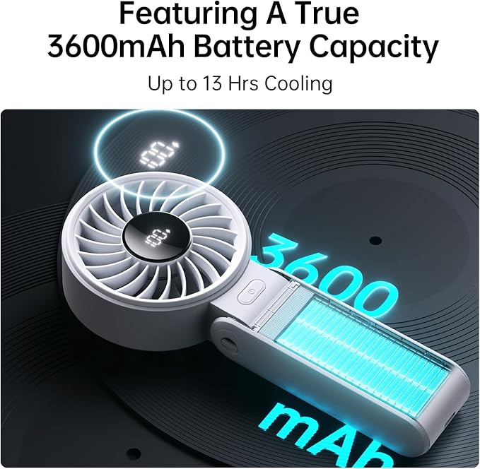 JISULIFE Handheld Fan Life7 – Ultimate Flexibility: High-Power Motor, LED - Image 4