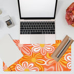 Desk Pad, Hippie Vintage Orange Flowers Desk Mat, Retro Floral Large Gaming - Image 7