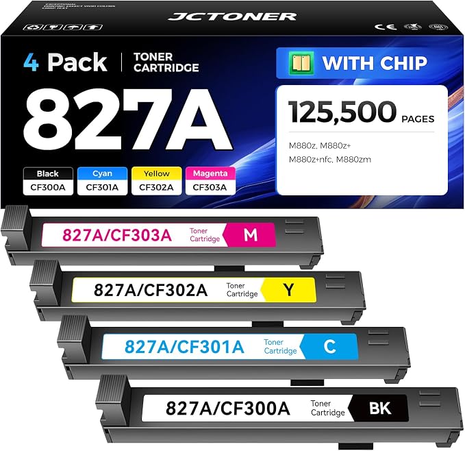 827A Toner Cartridges Set 4-Pack High Yield Replacement by JCTONER