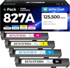 827A Toner Cartridges Set 4-Pack High Yield Replacement by JCTONER