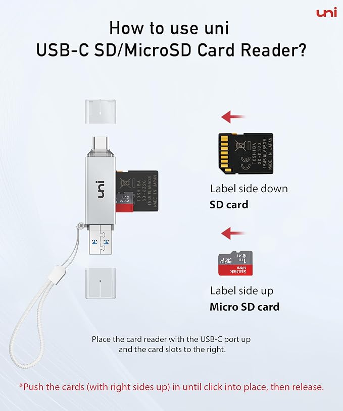 SD Card Reader, uni High-Speed USB C to Micro SD Card Adapter USB 3.0 Dual Slots - Image 6