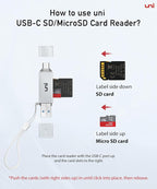 SD Card Reader, uni High-Speed USB C to Micro SD Card Adapter USB 3.0 Dual Slots - Image 6