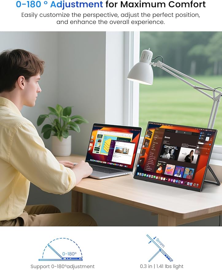 UPERFECT Portable Monitor 15.6", 125% sRGB 1080P FHD Portable Screen Plug & Play - Image 5