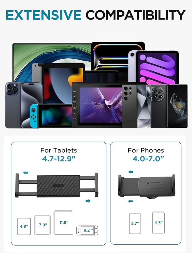 InnoGear Tablet Holder for Bed, Overhead Tablet Stand Phone Holder Tablet Mount - Image 3