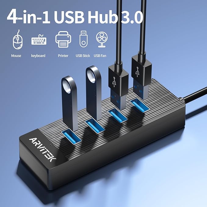 10Ft 4-Port USB 3.0 Hub Long Cable - Image 3