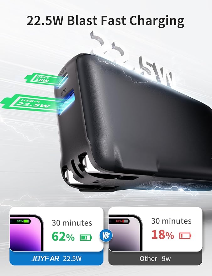 1 Pack Portable Charger with Built-in USB-C Cable & Plug, 000mAh 5V/4.5A Power - Image 4