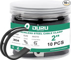 10pcs 2 Inch Stainless Steel Cable Clamps, Rubber Coated Cushioned Insulated by OURU