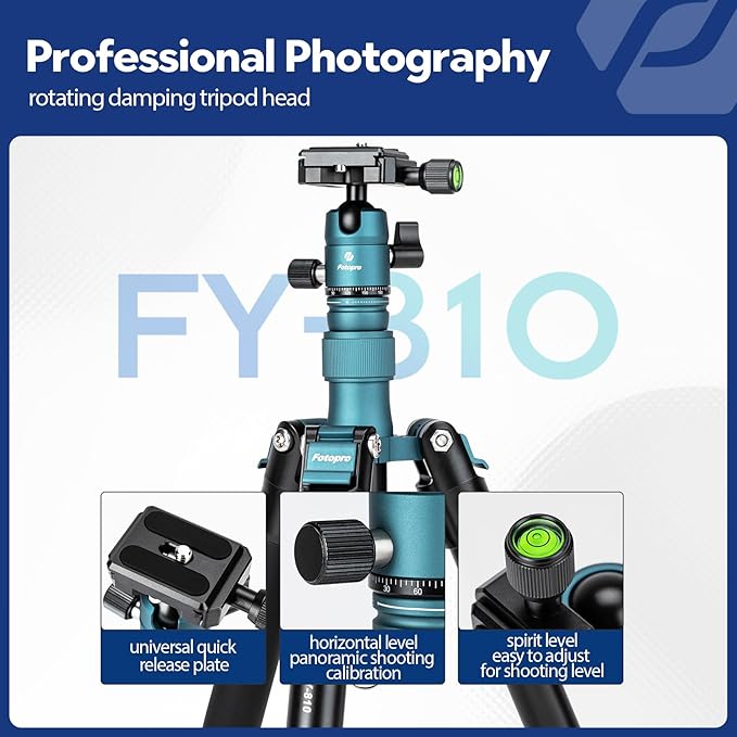 Fotopro Mini Tripod with Ball Head Phone Mount Detachable Selfie Stick Folded - Image 2