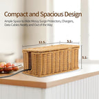 Delamu Handmade Rattan Cable Management Box, Cord Organizer - Image 2