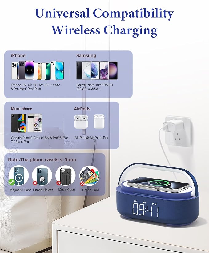 COLSUR 6-in-1 Bluetooth Speaker Alarm Clock - Image 8