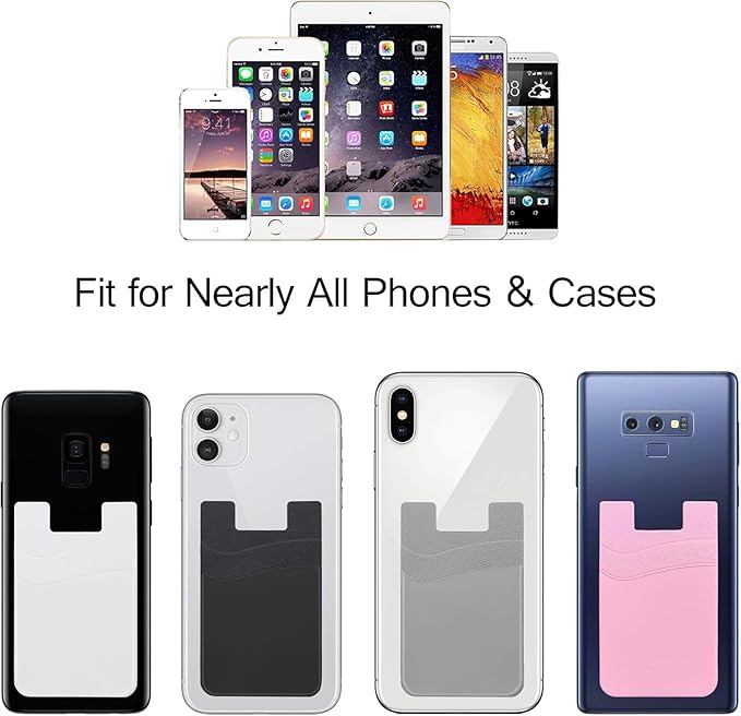 SS Card Holder for Phone Case, Phone Wallet Stick on Adhesive Silicone Cell - Image 7