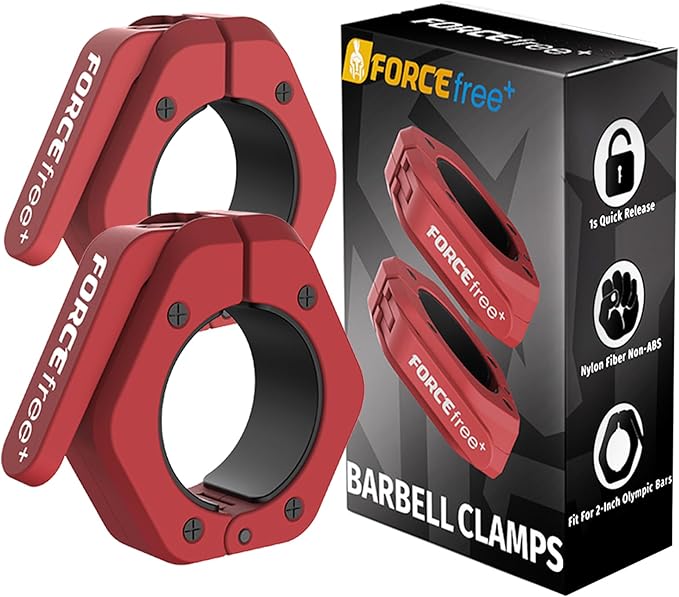 Barbell Clips, Barbell Clamps, Quick Release Olympic Barbell Clamps by Forcefree