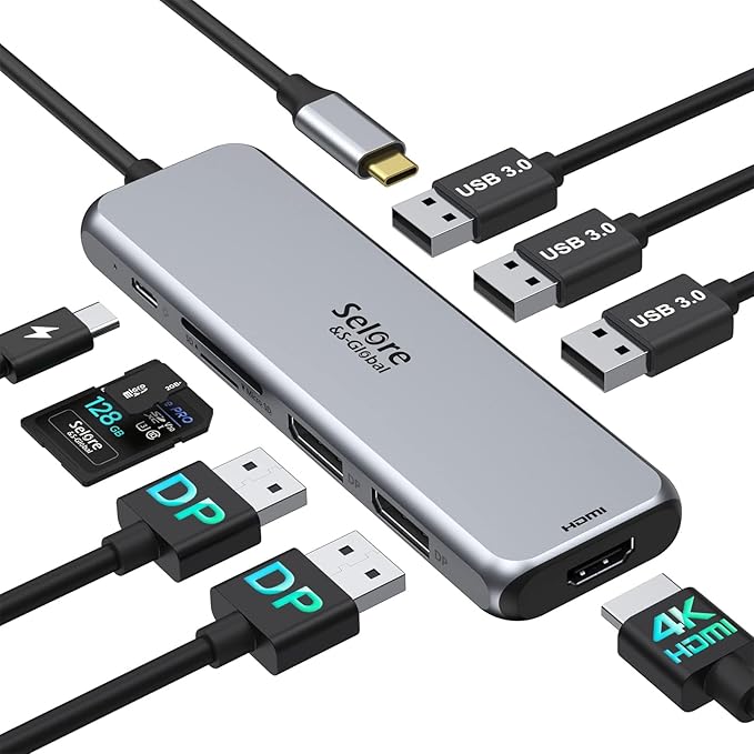 Docking Station Dual DisplayPort, Selore USB c hub by SeloreS-Global