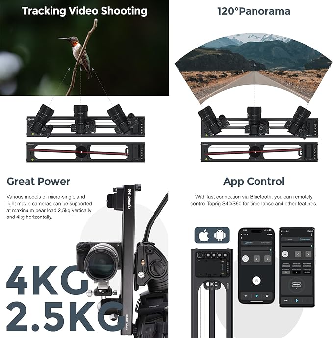 Accsoon Toprig S60 Motorized Camera Slider App Wireless Control Carbon Fiber - Image 5