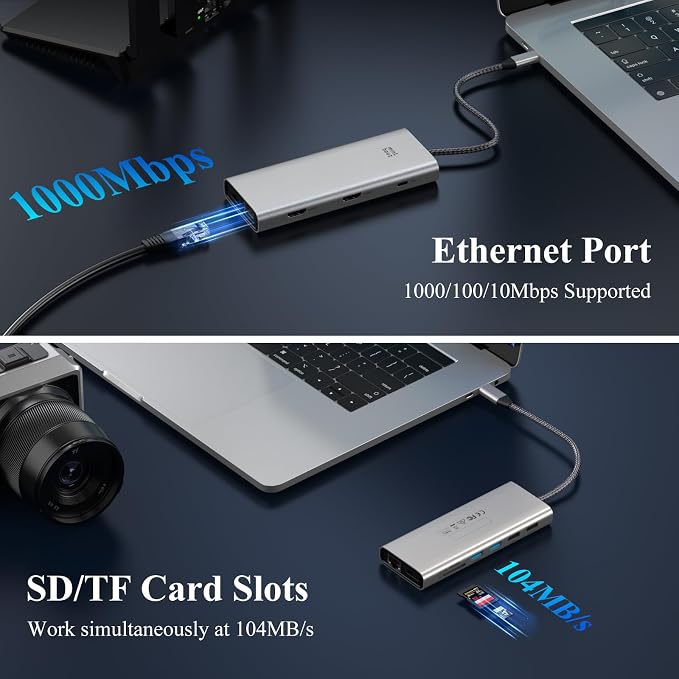 USB C Docking Station, Minthouz 12-in-1 Laptop Docking Station Dual Monitor - Image 9