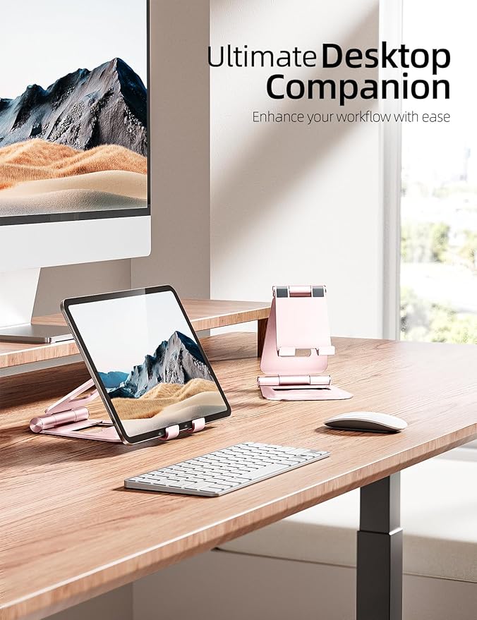 Nulaxy Aluminum Dual Foldable iPad Stand, Fully Adjustable Desktop Tablet Holder - Image 5