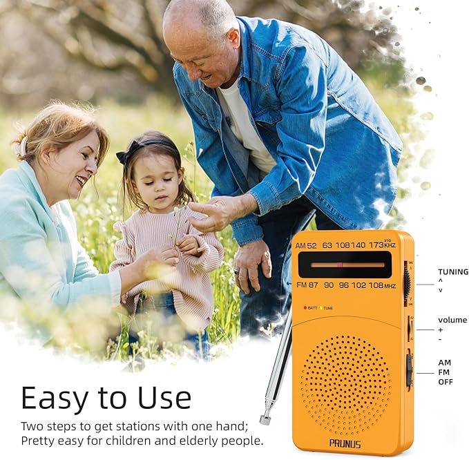 PRUNUS J-166 Portable Radio AM FM, Battery Operated Radio - Image 5