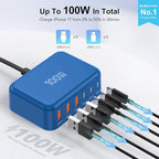 USB C Fast Charger, 100W GaN 6 Port Type C Charging Station Hub Block Cube - Image 2