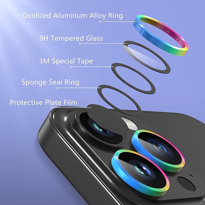AGVEE 3+3 6 Pack for iPhone 14 Pro 6.1" / 14 Pro Max 6.7" Camera Lens Cover - Image 7