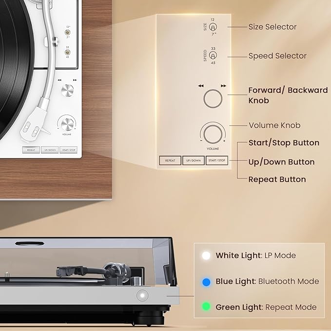 1 BY ONE Fully Automatic Record Player, HiFi Vinyl Turntable - Image 6