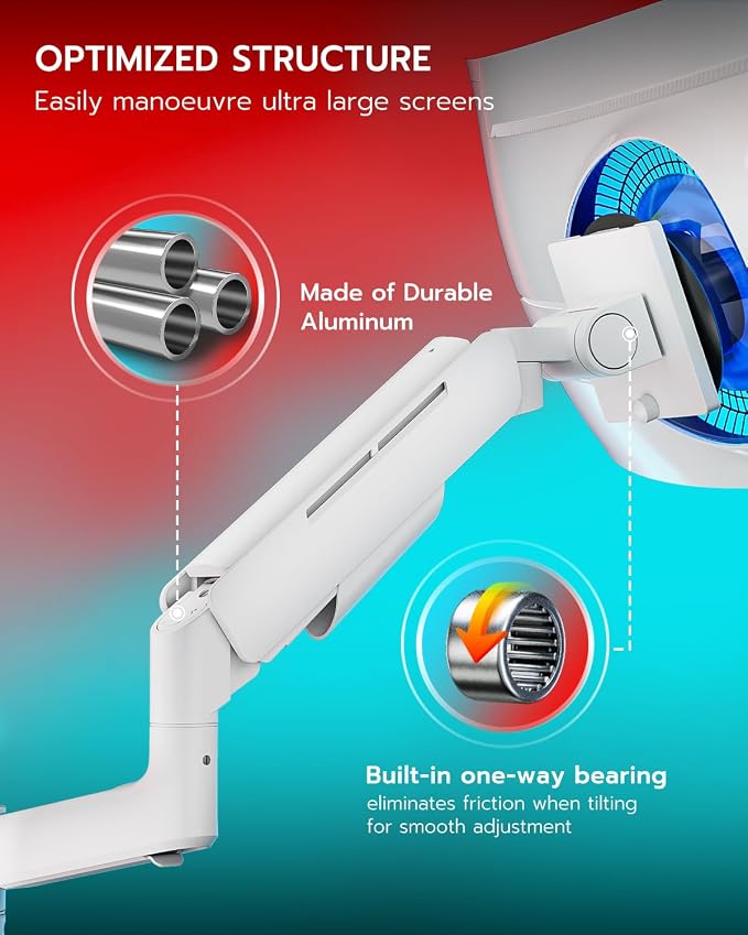 Vertical Dual Monitor Mount for 17-49 Inch Ultrawide Heavy Duty Curved Screen - Image 6