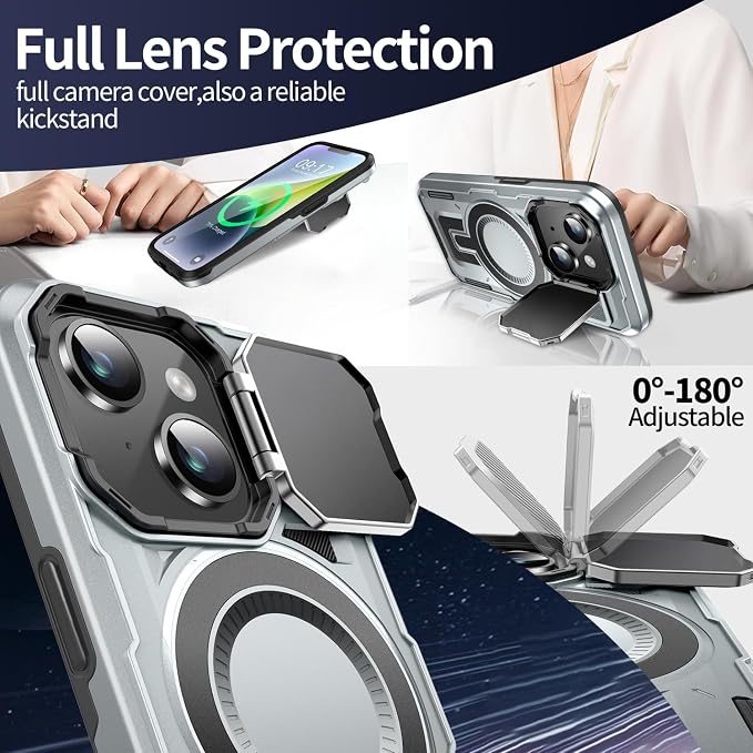 Camera Stand Case for iPhone 13/14, 2024 Version Military Grade Protective Soft - Image 3