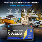 12V 100Ah Dual Purpose Marine Cranking LiFePO4 Lithium Battery Bluetooth - Image 3