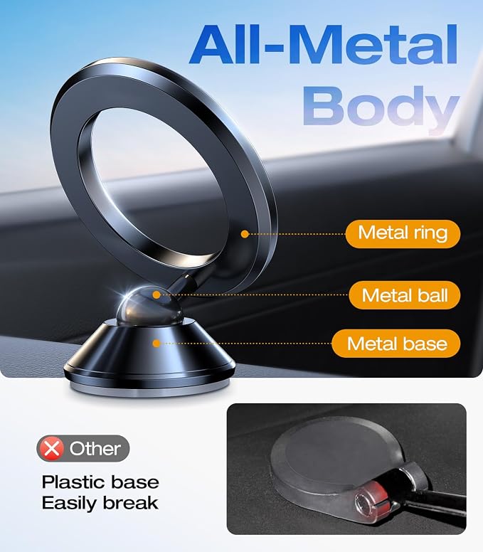 VICSEED Magnetic Phone Holder for Car Dashboard, 360 Rotatable Car Phone Holder - Image 5