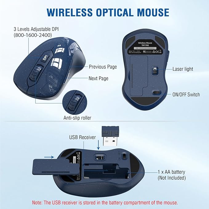 Wireless Keyboard and Mouse Combo, EDJO 2.4G Full-Sized Ergonomic Computer - Image 5