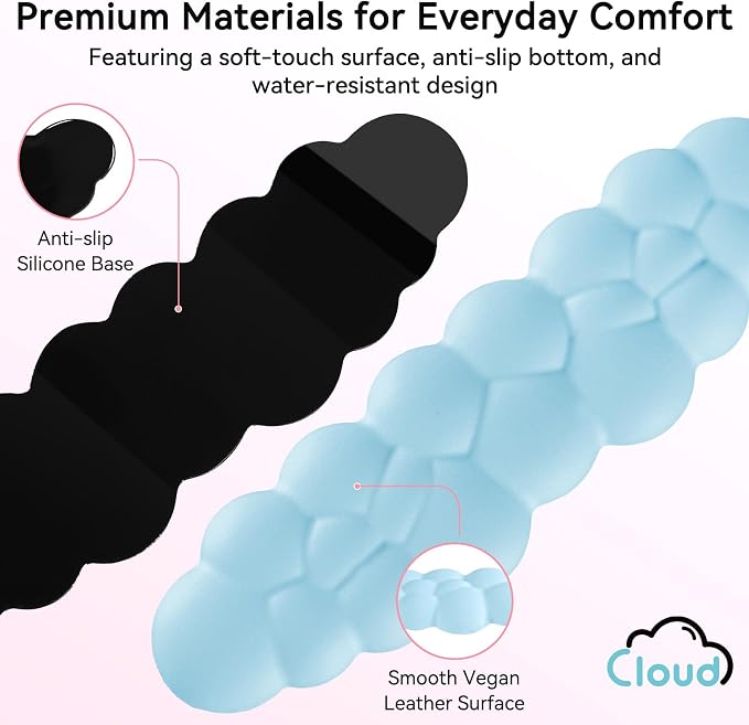 Cloud Wrist Rest for Computer Keyboard, 4-in-1 Memory Foam Leather Cloud - Image 5