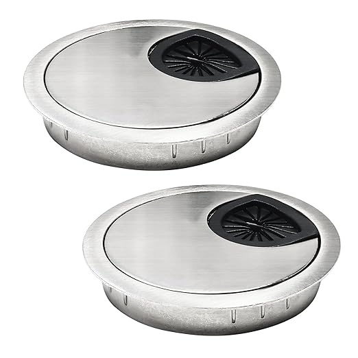 2 Pcs Desk Grommet 3-1/8" / 80 mm, Desk Cord Hole Cover, Cable Grommet Metal by EASYEAH