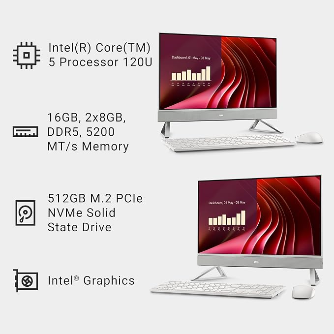 Dell 24 All-in-One Desktop ec24250-23.8-inch FHD Touch Display, Intel Core 5 - Image 9