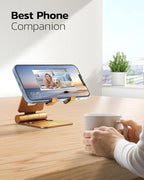 Nulaxy Dual Folding Cell Phone Stand, Fully Adjustable Foldable Desktop Phone - Image 6