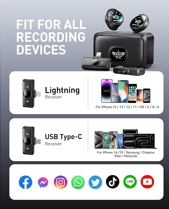 Wireless Lavalier Microphone for iPhone: 2PCS Mini Wireless Microphones for - Image 6