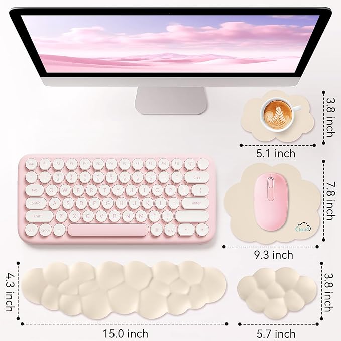 Cloud Wrist Rest for Computer Keyboard, 4-in-1 Memory Foam Leather Cloud - Image 3