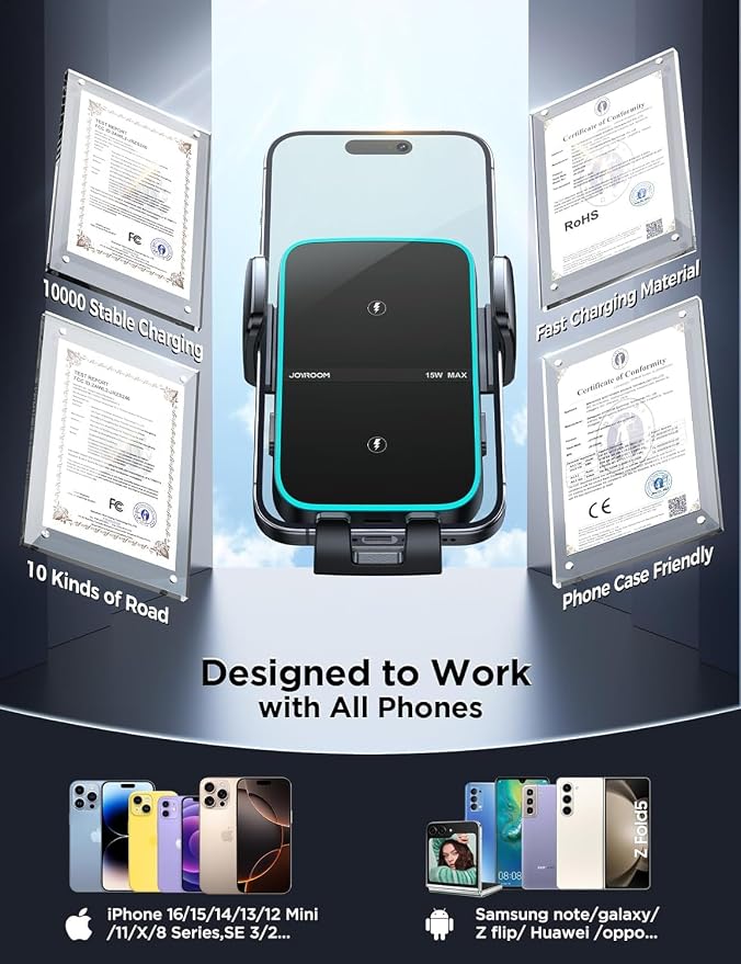 JOYROOM Wireless Car Charger Mount【Dual Coil】 Car Phone Holder Charger - Image 6