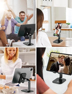 OCYCLONE Cell Phone Stand + 2 PCS Cable Organizer, Angle Height Adjustable - Image 5