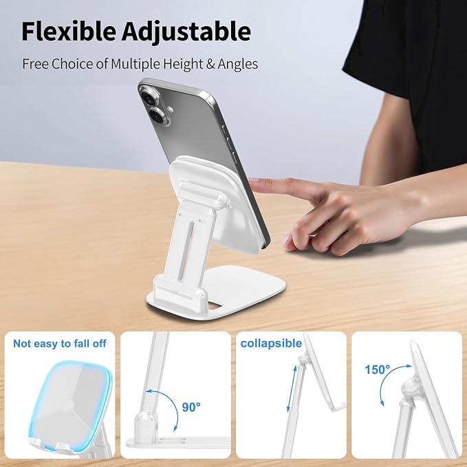 DEERLAMN Cell Phone Stand for Desk, Height Adjustable Cell Phone Holder - Image 4