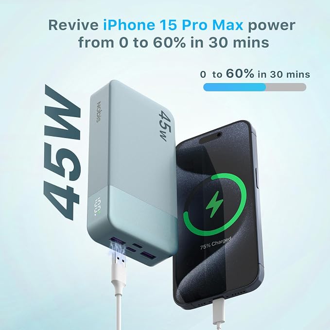 NOBIS Portable Charger, 20000mAh Power Bank, 45W Power Bank Fast Charging - Image 2