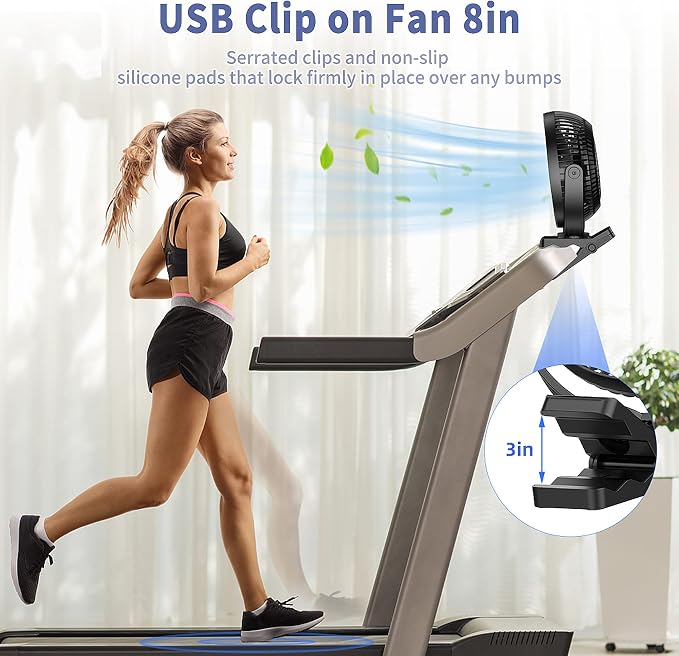 ATEngeus USB Desk Fan, Rechargeable Portable Fan, 8-Inch Clip on Fan, 10000mAh - Image 9