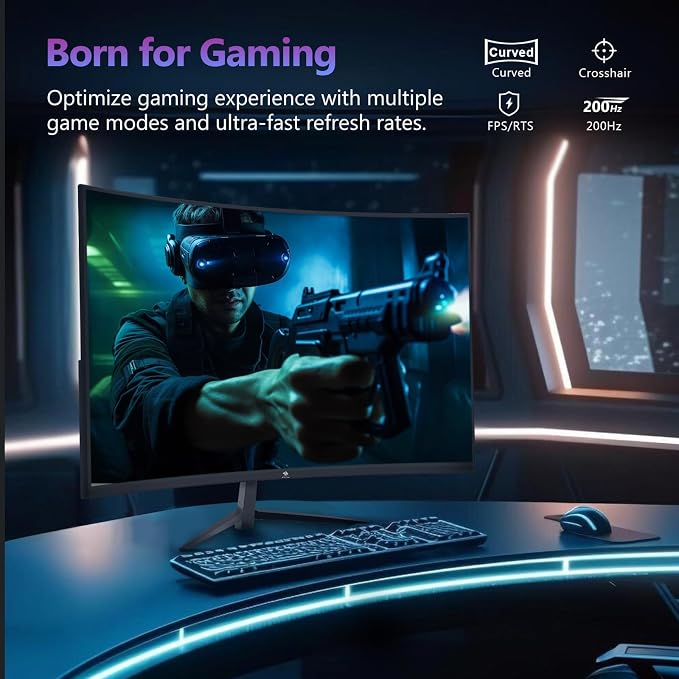 Z-Edge 27 inch Curved Gaming Monitor, FHD 1080P 200Hz 165Hz 144Hz Curved 1500R - Image 4
