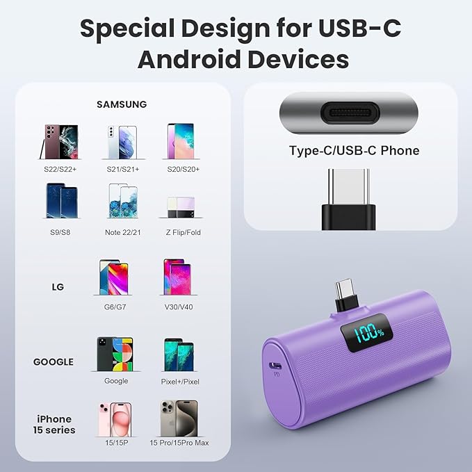 Portable Charger for iPhone 17/16/15 Series, 5200mAh PD USB C Power Bank - Image 3