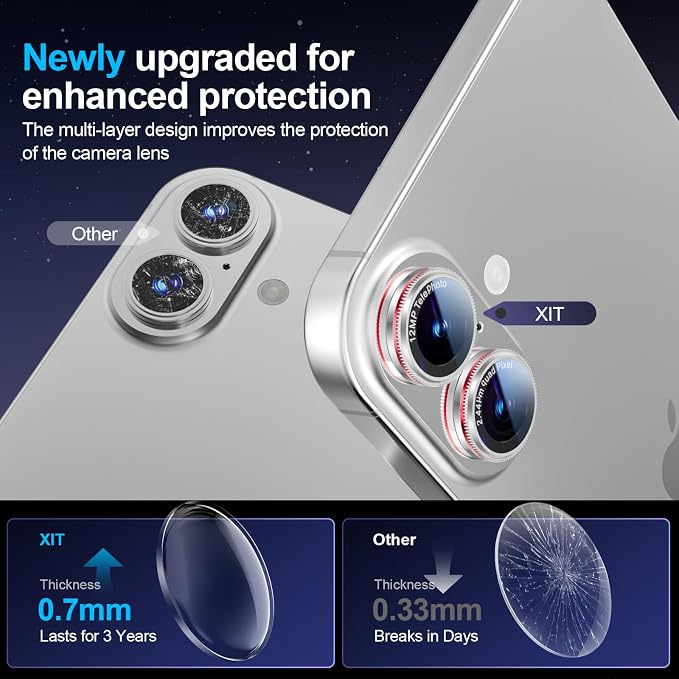 X-it 2 Pack Camera Lens Protector, Shatterproof Anti-Scratch Ultra HD - Image 6